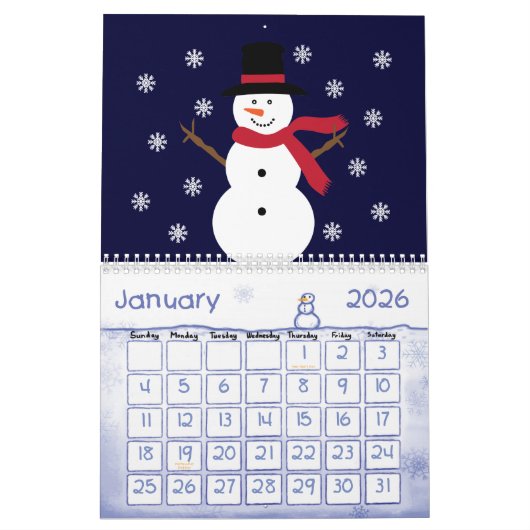 Niedliche Cartoon-Tier-u. Kinderillustrationen Kalender (Jan 2026)