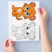 Niedliche Cartoon-Tigerfarbseite Flyer (Hand)