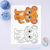 Niedliche Cartoon-Tigerfarbseite Flyer (Einzeln)