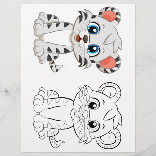 Niedliche Cartoon-Tigerfarbseite Flyer (Vorne)