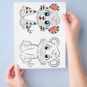 Niedliche Cartoon-Tigerfarbseite Flyer (Hand)