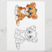 Niedliche Cartoon-Tigerfarbseite Flyer (Vorne)