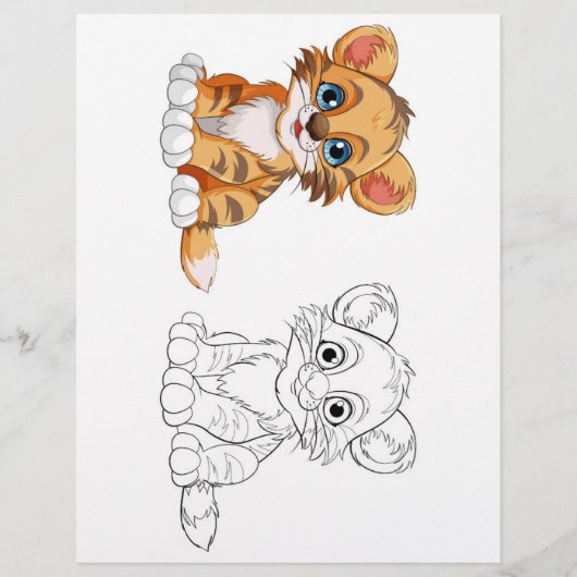Niedliche Cartoon-Tigerfarbseite Flyer (Vorne)