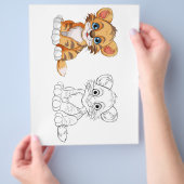 Niedliche Cartoon-Tigerfarbseite Flyer (Hand)