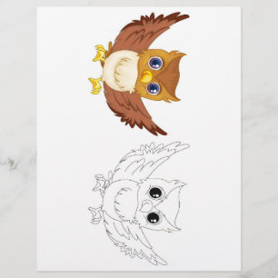 Niedliche Cartoon-Uhusfärbungsseite für Kinder Flyer