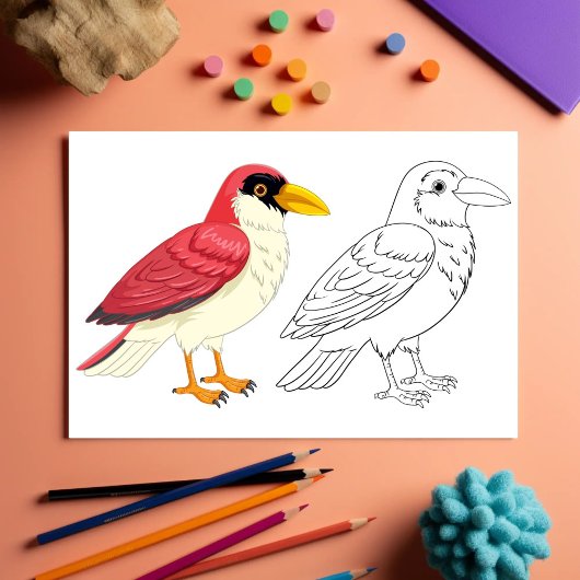 Niedliche Cartoon-Vogelfarbseite Flyer