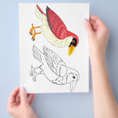 Niedliche Cartoon-Vogelfarbseite Flyer (Hand)