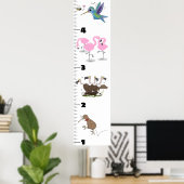 Niedliche Cartoon-Wachstumstabelle für lustige Vög Poster (Heimbüro)
