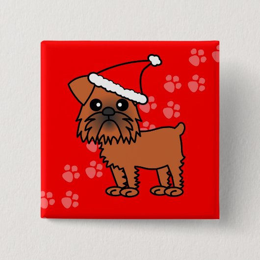 Niedliche Cartoon-Weihnachtsmannmütze Brüssels Button (Vorderseite)