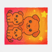 Niedliche Cartoon Welpen mit Starry Gradient Backg Fleecedecke (Vorderseite (Horizontal))