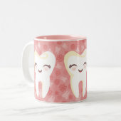 Niedliche Cartoon-Zähne - rosa Geschenk-Tasse Zweifarbige Tasse (Vorderseite Links)