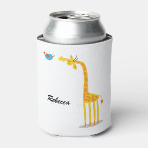 Niedliche Cartoongiraffe und -vogel Dosenkühler
