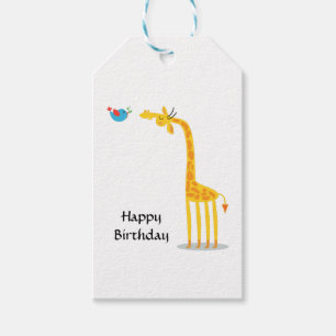 Niedliche Cartoongiraffe und -vogel Geschenkanhänger