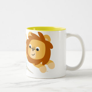 Niedliche Cartoonlöwe- und Unicorn-Tasse Zweifarbige Tasse