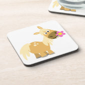 Niedliche CartoonPony und Blume Cork Untersetzer (Linke Seite)