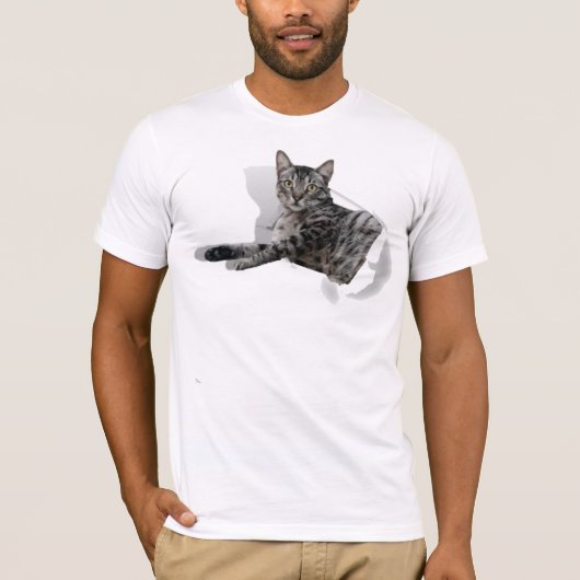 Niedliche Cat 3D Grafik lustige Illusion beliebt T-Shirt (Vorderseite)