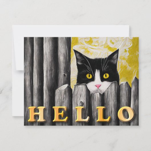 Niedliche Cat Adoption Hello Flat Card Einladung (Vorderseite)