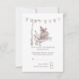 Niedliche Cat and Dog on Park Bench UAWG Wedding RSVP Karte