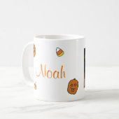 Niedliche Cat and Pumpkin Halloween Tasse mit Ihre (Vorderseite Links)