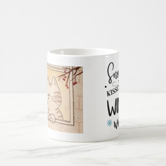 Niedliche Cat and Snowflake Tasse, Winterurlaub Ta Kaffeetasse (Mittel)