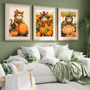 Niedliche Cat Autumn Pumpkin Collection Puzzle