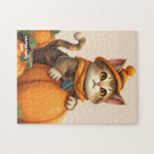 Niedliche Cat Autumn Pumpkin Collection Puzzle (Horizontal)