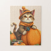 Niedliche Cat Autumn Pumpkin Collection Puzzle (Vertikal)