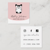 Niedliche Cat Babysitting-Dienste für Social Media Quadratische Visitenkarte (Vorne/Hinten)