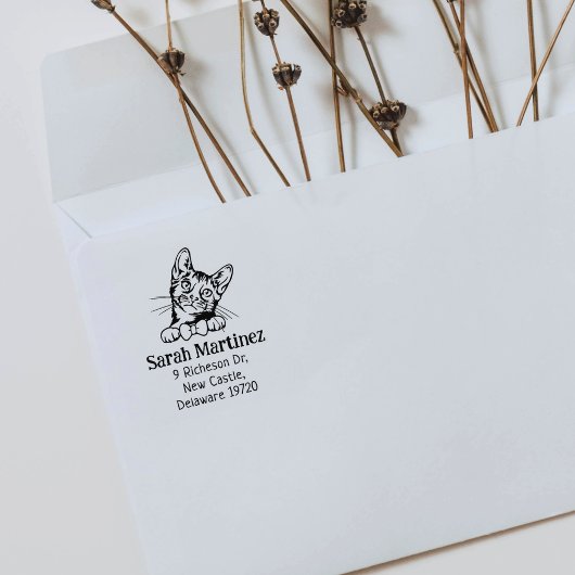 Niedliche Cat Bengalische Rücksendeadresse Gummistempel