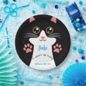 Niedliche Cat Birthday Party Teller. Bearbeitbarer Pappteller (Party)