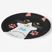 Niedliche Cat Birthday Party Teller. Bearbeitbarer Pappteller (Schrägansicht)