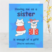 Niedliche Cat Card für Schwestern, Funny Sibling G Karte (Gelbe Blume)