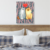 Niedliche Cat Couple Stretched Canvas Print Leinwanddruck (Insitu (Schlafzimmer))