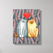 Niedliche Cat Couple Stretched Canvas Print Leinwanddruck (Vorderseite)