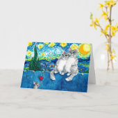 Niedliche Cat Couple Van Gogh Starry Night Card Karte (Gelbe Blume)