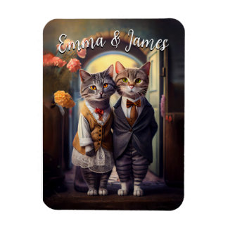 Niedliche Cat Couple Wedding - individuell einstel Magnet