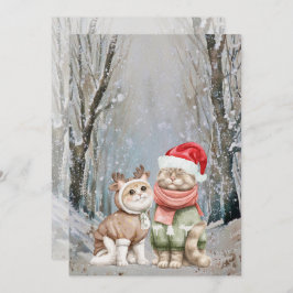 Niedliche Cat Couple Weihnachtskarten Feiertagskarte