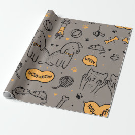 NIEDLICHE CAT&DOG GESCHENKPAPIER