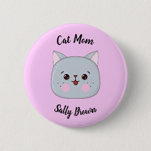 Niedliche Cat Face Cat Mama Button (Vorderseite)