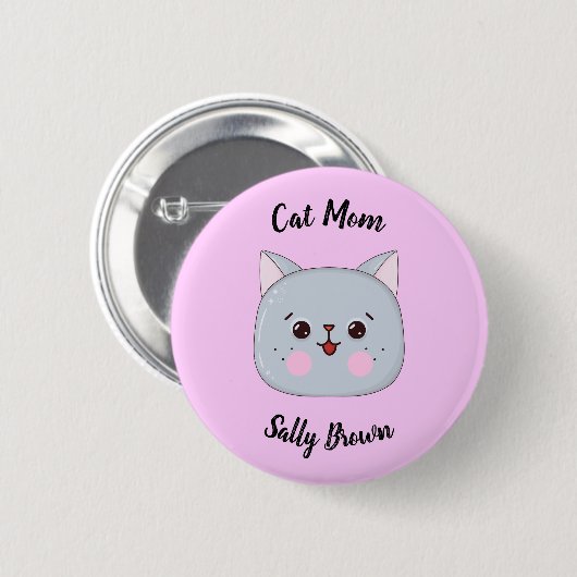 Niedliche Cat Face Cat Mama Button (Vorne & Hinten)