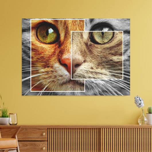 Niedliche Cat Face Collage Canvas Print Leinwanddruck (Insitu (Wohnzimmer))
