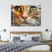 Niedliche Cat Face Collage Canvas Print Leinwanddruck (Insitu (Schlafzimmer))