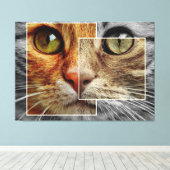 Niedliche Cat Face Collage Canvas Print Leinwanddruck (Insitu (Holzboden))