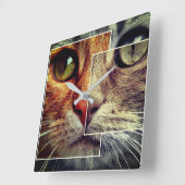 Niedliche Cat-Face-Collage Wall-Uhr Quadratische Wanduhr (Winkel)