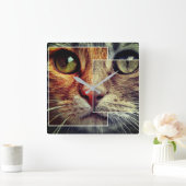 Niedliche Cat-Face-Collage Wall-Uhr Quadratische Wanduhr (Zuhause)
