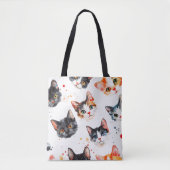 Niedliche Cat Faces Muster Tote Beutel Stilvoll &  Tasche (Vorderseite)