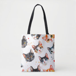 Niedliche Cat Faces Muster Tote Beutel Stilvoll & Tasche