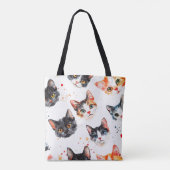 Niedliche Cat Faces Muster Tote Beutel Stilvoll &  Tasche (Rückseite)