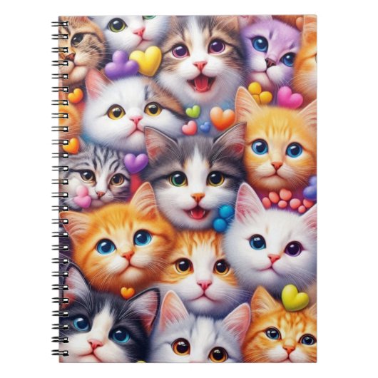 Niedliche Cat Faces Siral-Notebook Notizblock (Vorderseite)