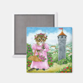 Niedliche Cat Fairy Tale Castle Rose Magnet (Vorderseite/Rückseite)